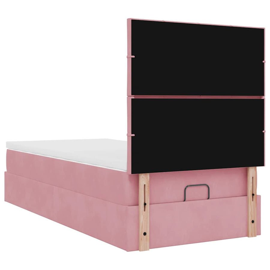Ottoman bed met matrassen en LED's 100x200cm fluweel roze