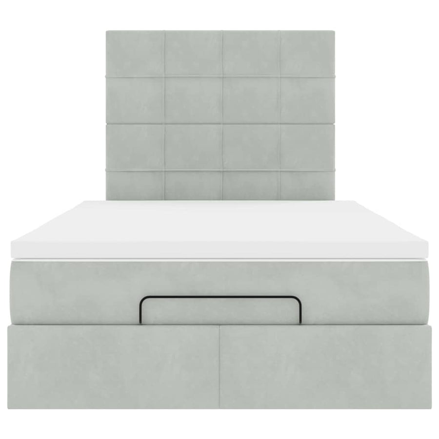 Ottoman bed met matrassen en LED's 120x190cm fluweel lichtgrijs