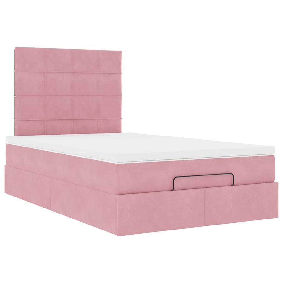 Ottoman bed met matrassen en LED's 120x190cm fluweel roze