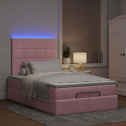 Ottoman bed met matrassen en LED's 120x190cm fluweel roze