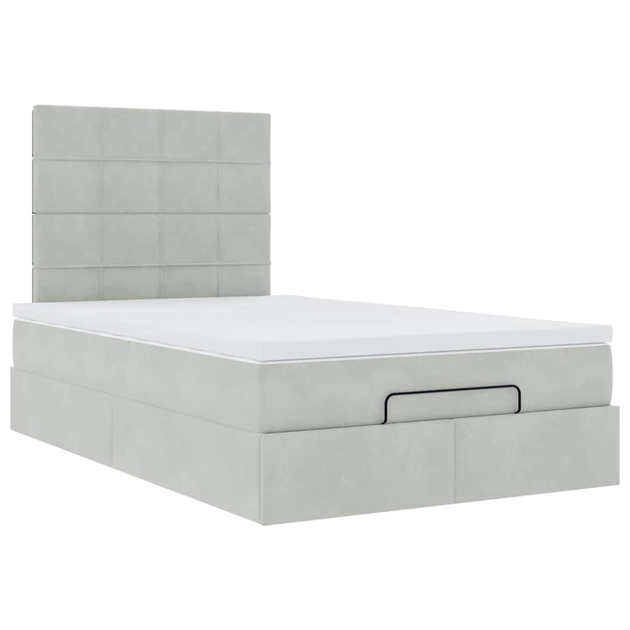Ottoman bed met matrassen en LED's 120x200cm fluweel lichtgrijs
