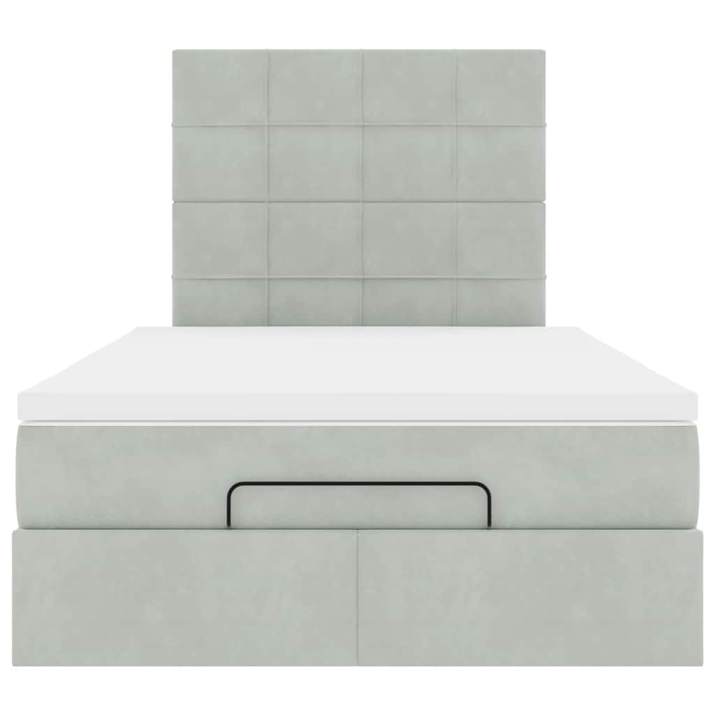 Ottoman bed met matrassen en LED's 120x200cm fluweel lichtgrijs