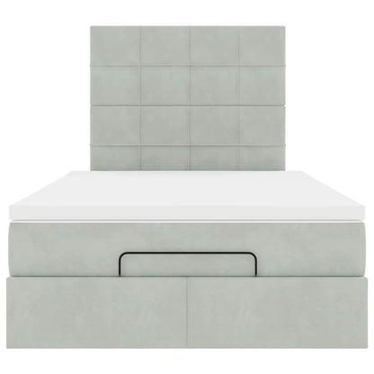 Ottoman bed met matrassen en LED's 120x200cm fluweel lichtgrijs