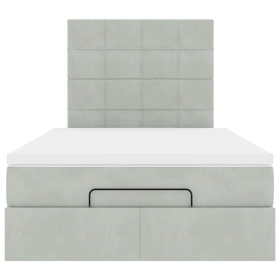 Ottoman bed met matrassen en LED's 120x200cm fluweel lichtgrijs