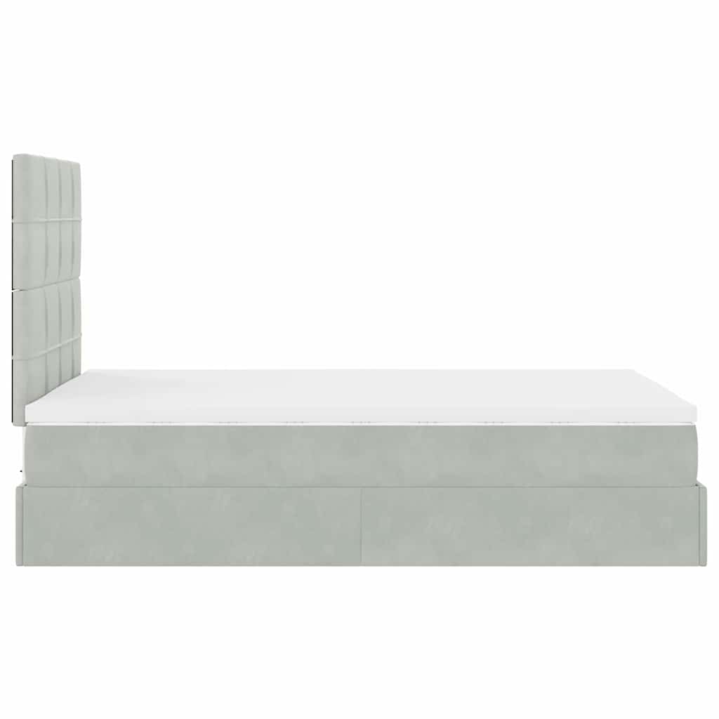 Ottoman bed met matrassen en LED's 120x200cm fluweel lichtgrijs