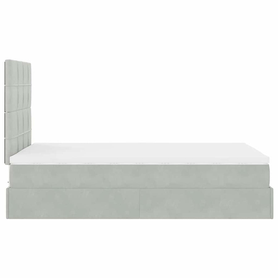 Ottoman bed met matrassen en LED's 120x200cm fluweel lichtgrijs