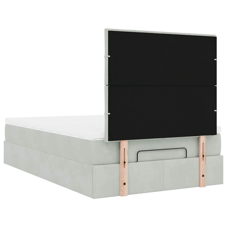 Ottoman bed met matrassen en LED's 120x200cm fluweel lichtgrijs