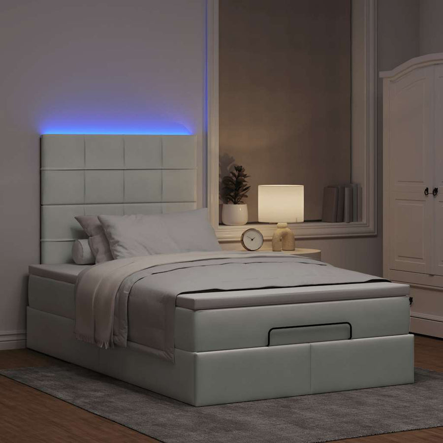 Ottoman bed met matrassen en LED's 120x200cm fluweel lichtgrijs
