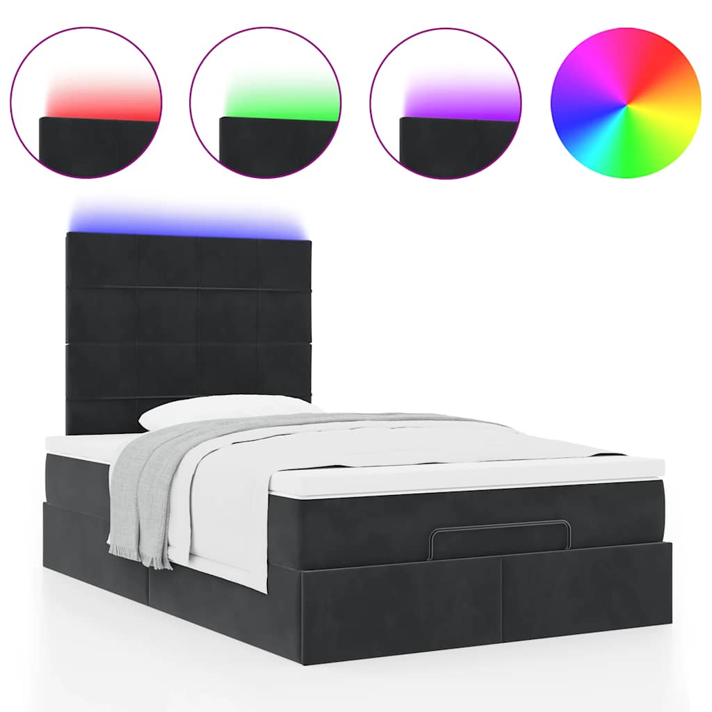 Ottoman bed met matrassen en LED's 120x200cm fluweel zwart