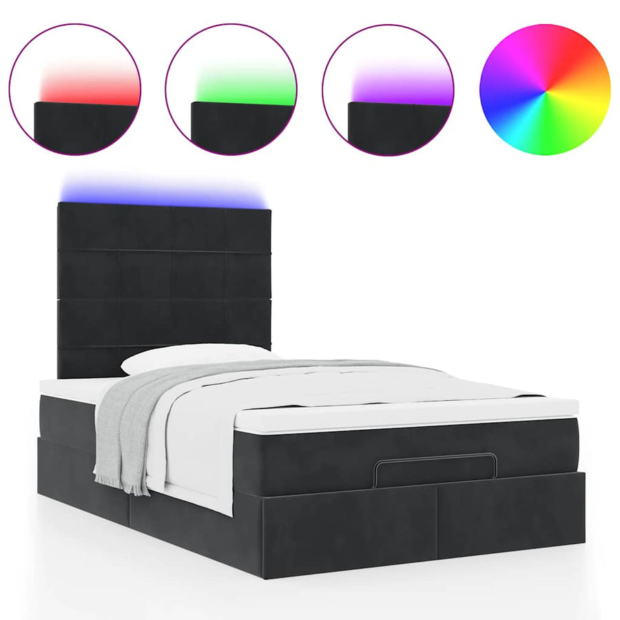 Ottoman bed met matrassen en LED's 120x200cm fluweel zwart