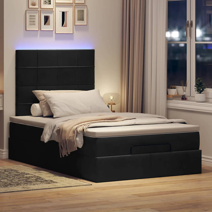 Ottoman bed met matrassen en LED's 120x200cm fluweel zwart