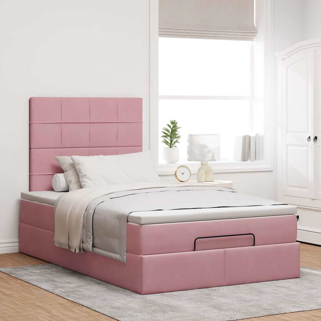 Ottoman bed met matrassen en LED's 120x200cm fluweel roze
