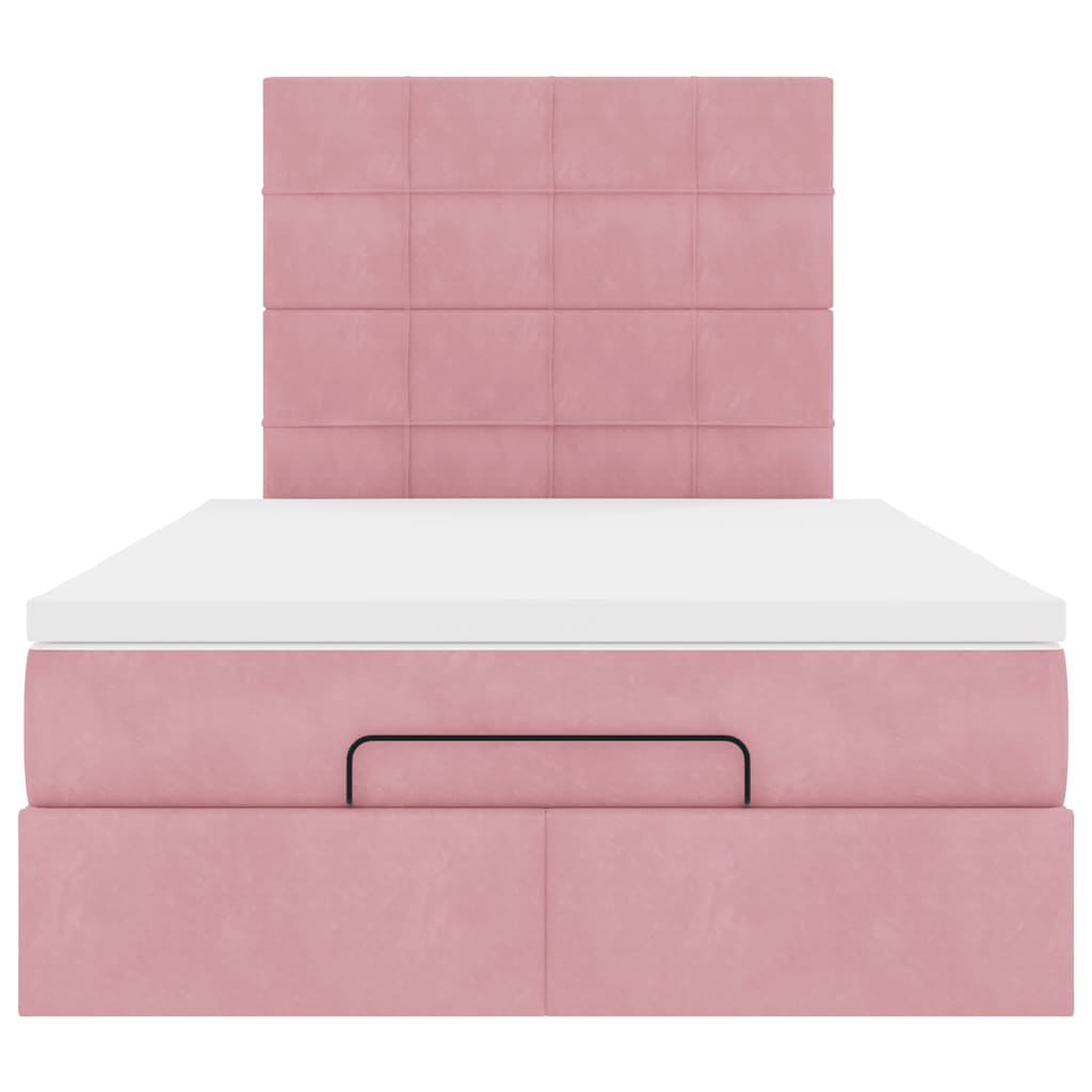 Ottoman bed met matrassen en LED's 120x200cm fluweel roze