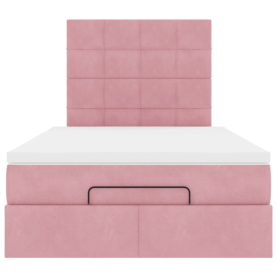 Ottoman bed met matrassen en LED's 120x200cm fluweel roze