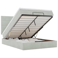 Ottoman bed met matrassen en LED's 140x190cm fluweel lichtgrijs