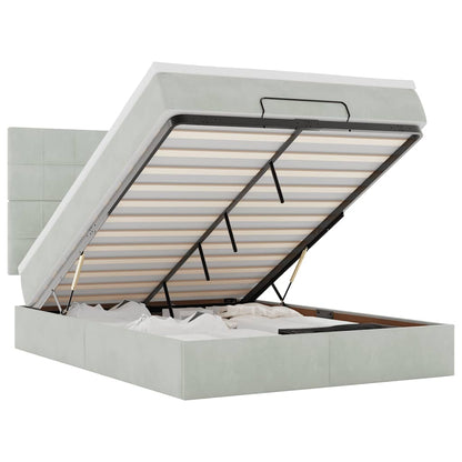Ottoman bed met matrassen en LED's 140x190cm fluweel lichtgrijs