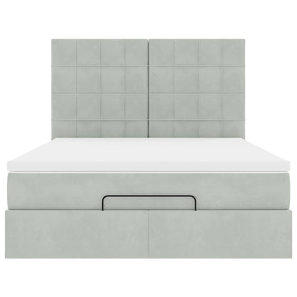 Ottoman bed met matrassen en LED's 140x190cm fluweel lichtgrijs