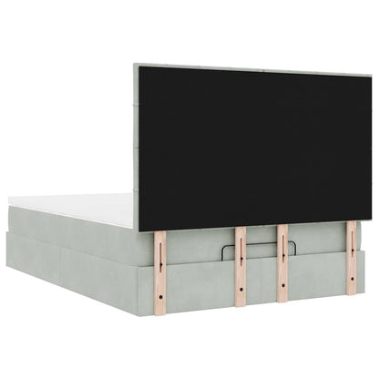 Ottoman bed met matrassen en LED's 140x190cm fluweel lichtgrijs