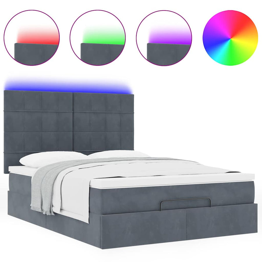 Ottoman bed met matrassen en LED's 140x190cm fluweel