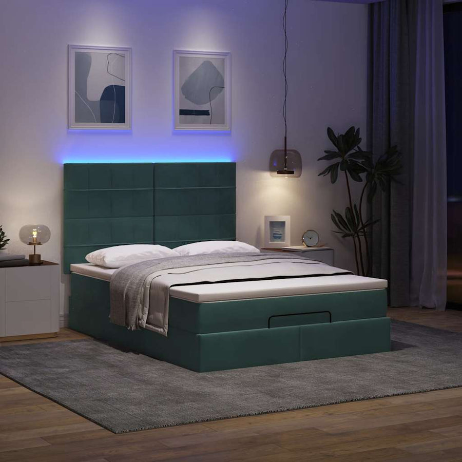 Ottoman bed met matrassen en LED's 140x190cm fluweel