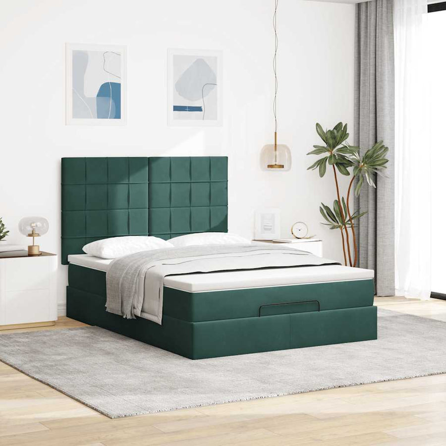 Ottoman bed met matrassen en LED's 140x190cm fluweel