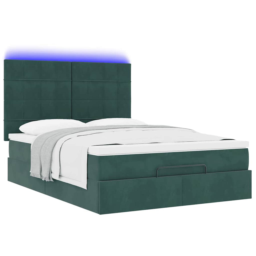Ottoman bed met matrassen en LED's 140x190cm fluweel