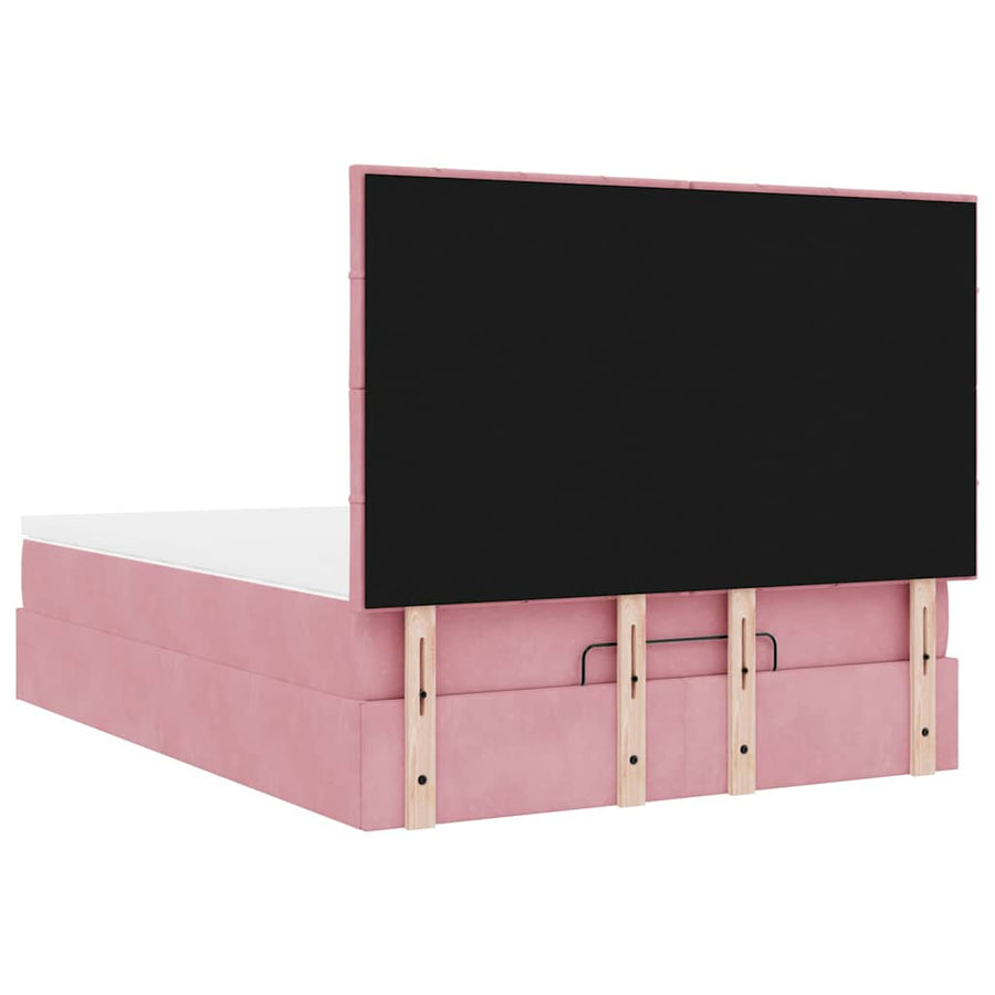 Ottoman bed met matrassen en LED's 140x190cm fluweel roze