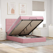 Ottoman bed 140x190 cm fluweel roze met opbergruimte