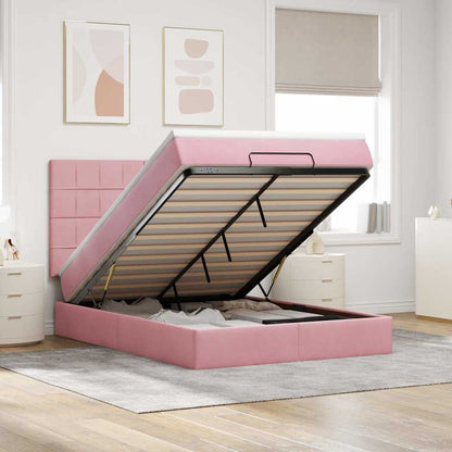 Ottoman bed met matrassen en LED's 140x190cm fluweel roze