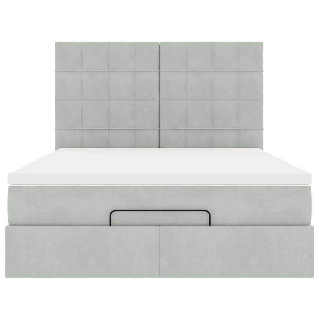 Ottoman bed met matrassen en LED's 140x200cm fluweel lichtgrijs
