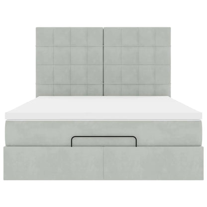Ottoman bed met matrassen en LED's 140x200cm fluweel lichtgrijs