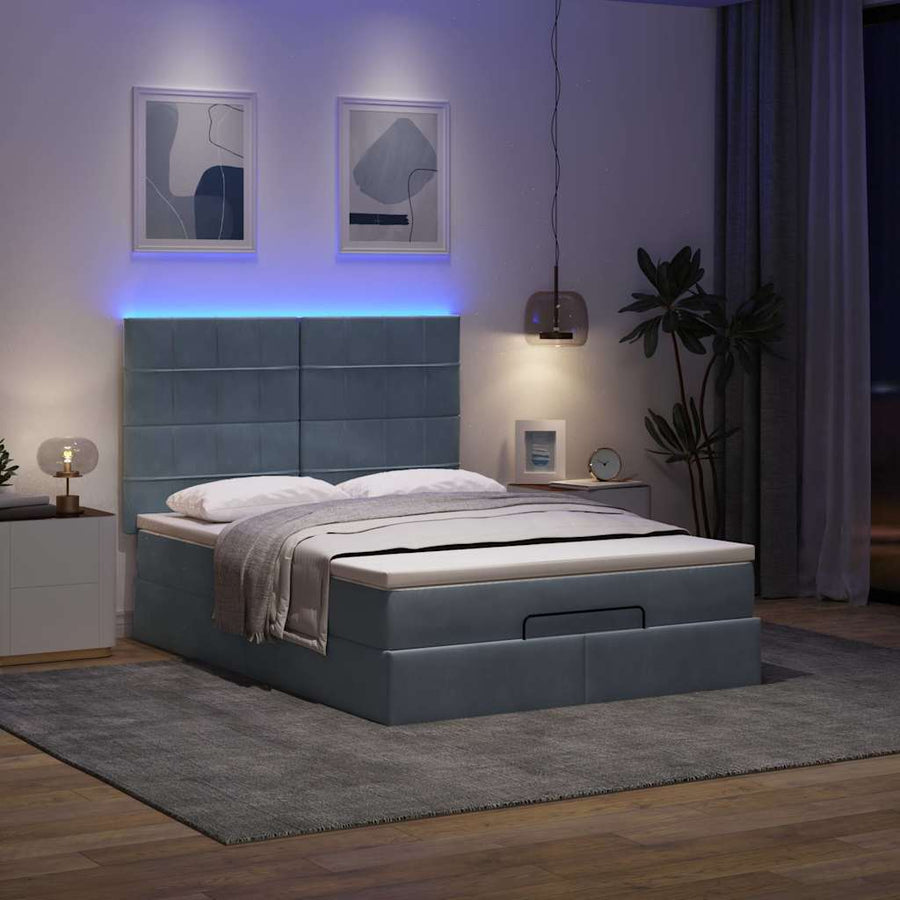 Ottoman bed met matrassen en LED's 140x200cm fluweel