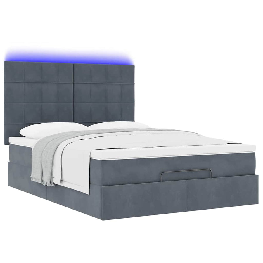 Ottoman bed met matrassen en LED's 140x200cm fluweel