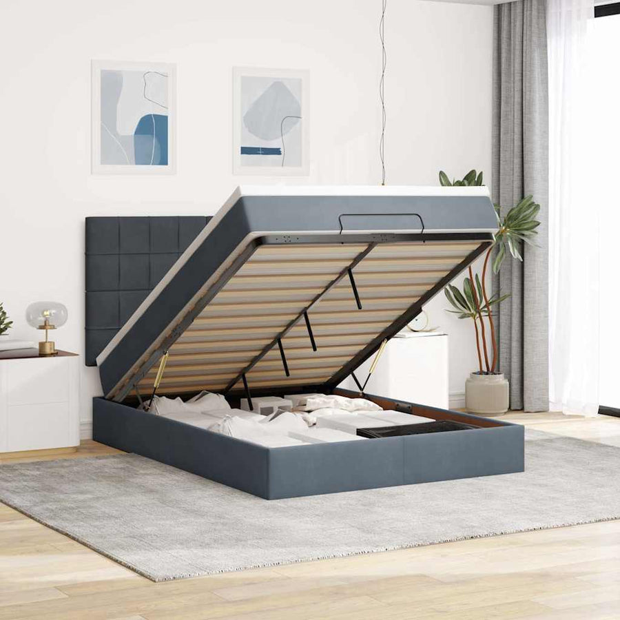 Ottoman bed met matrassen en LED's 140x200cm fluweel