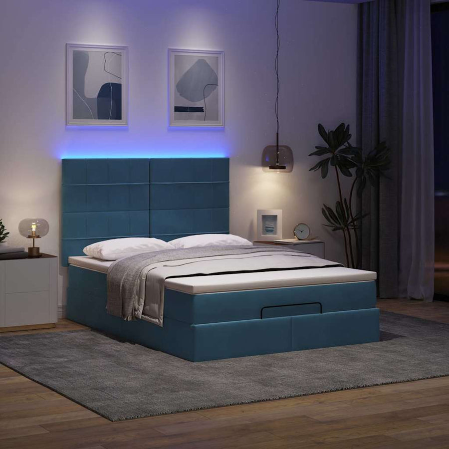 Ottoman bed met matrassen en LED's 140x200cm fluweel