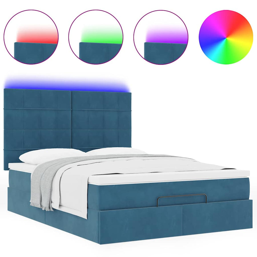 Ottoman bed met matrassen en LED's 140x200cm fluweel