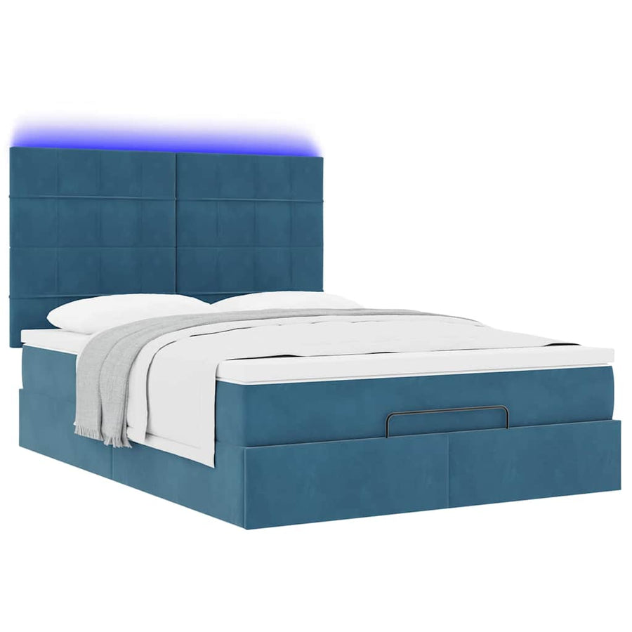Ottoman bed met matrassen en LED's 140x200cm fluweel