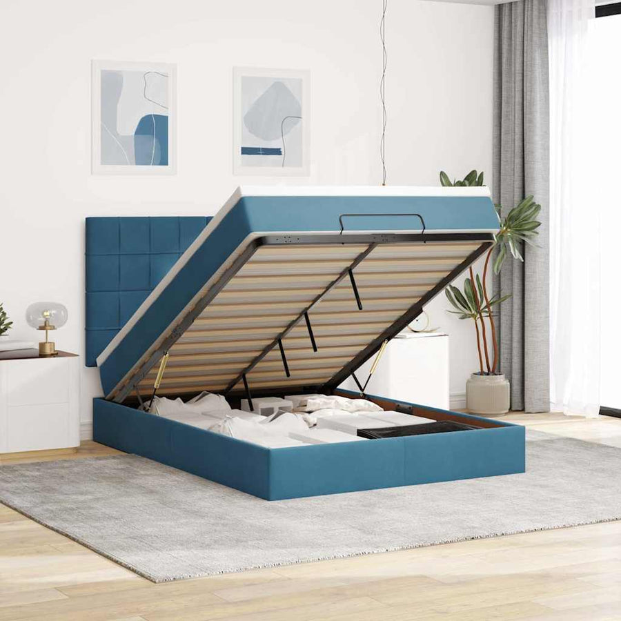 Ottoman bed met matrassen en LED's 140x200cm fluweel