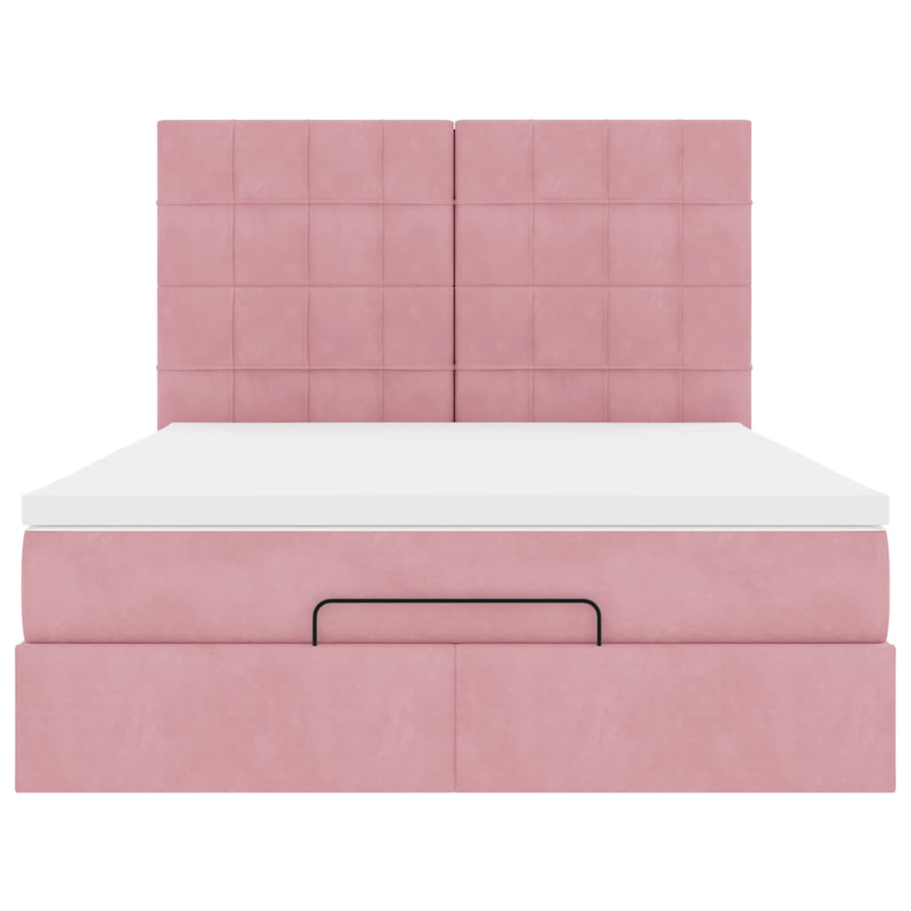 Ottoman bed met matrassen en LED's 140x200cm fluweel roze