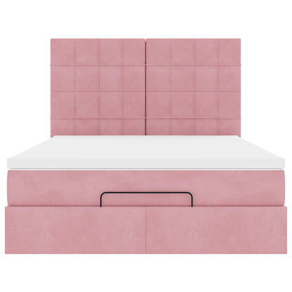 Ottoman bed met matrassen en LED's 140x200cm fluweel roze