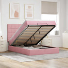 Ottomaans bed 140x200 cm fluweel roze met opbergruimte