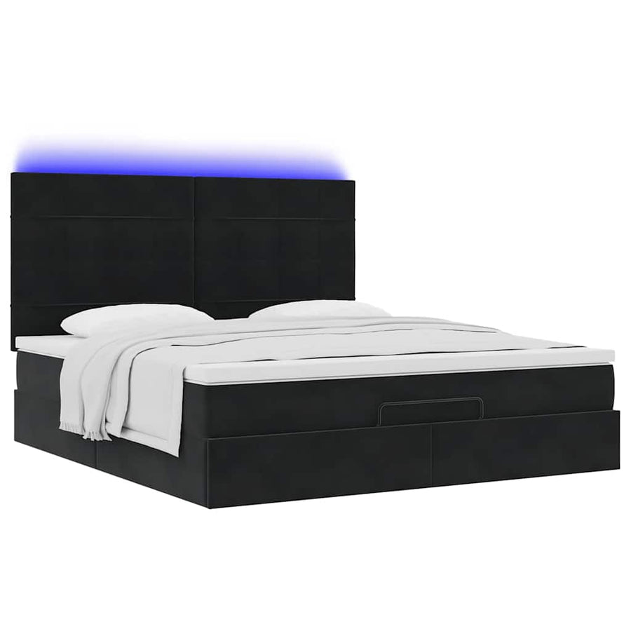 Ottoman bed met matrassen en LED's 160x200cm fluweel zwart