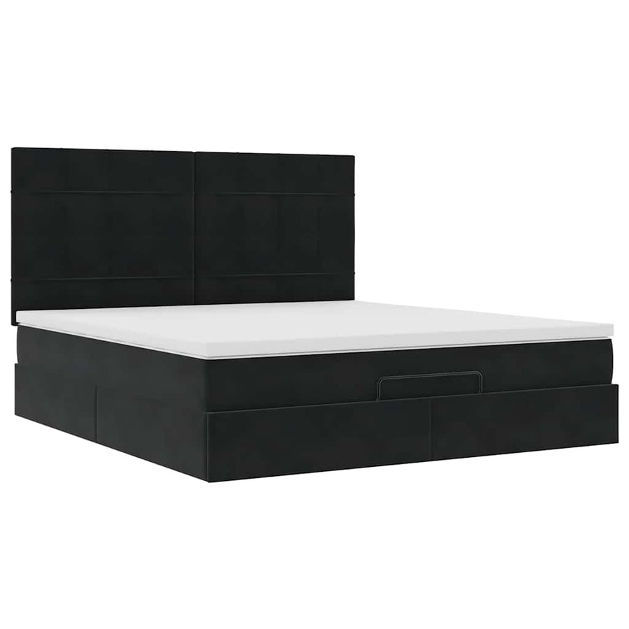 Ottoman bed met matrassen en LED's 160x200cm fluweel zwart