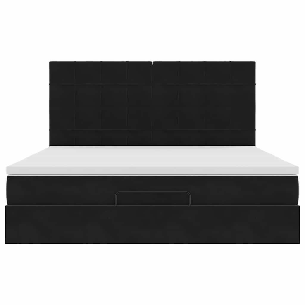 Ottoman bed met matrassen en LED's 160x200cm fluweel zwart