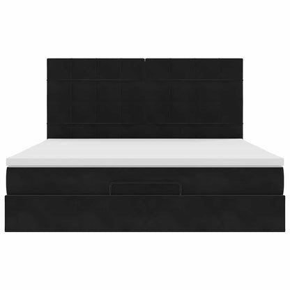 Ottoman bed met matrassen en LED's 160x200cm fluweel zwart