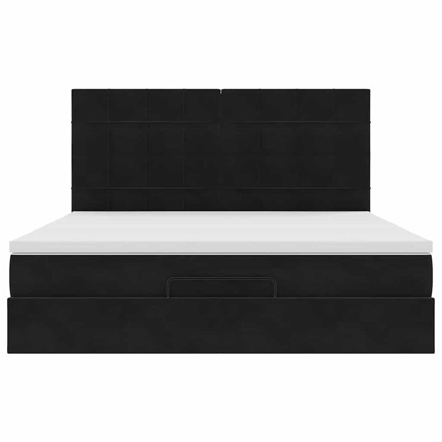 Ottoman bed met matrassen en LED's 160x200cm fluweel zwart