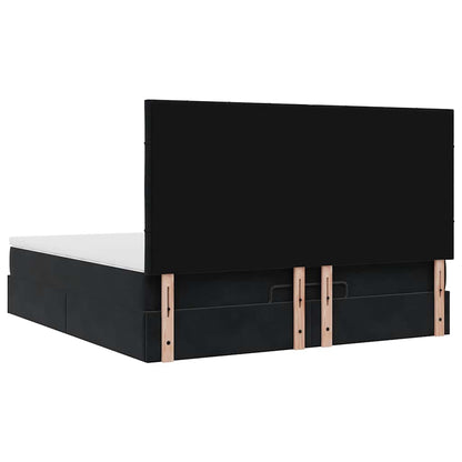Ottoman bed met matrassen en LED's 160x200cm fluweel zwart