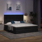 Ottoman Bed with Mattresses and LEDs 160x200cm Velvet Black