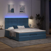 Ottomaans bed 160x200 cm fluweel donkerblauw