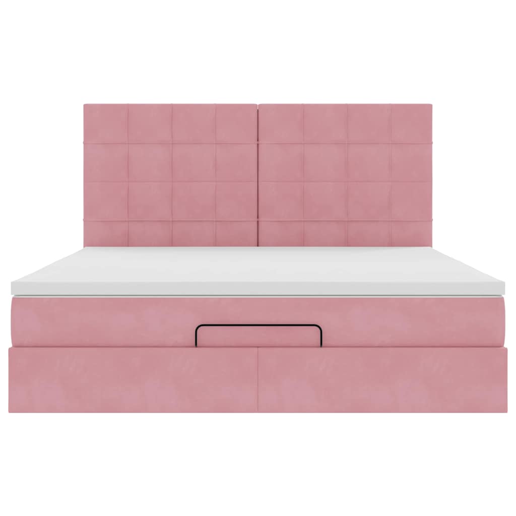 Ottoman bed met matrassen en LED's 160x200cm fluweel roze